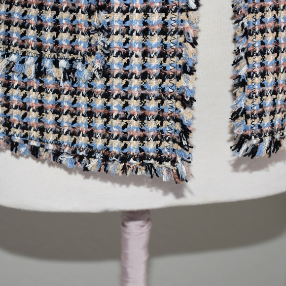 Rebecca Taylor HOUNDSTOOTH TWEED Blue/Black Tweed Blazer/Jacket NWT Sz 0 - Picture 14 of 15